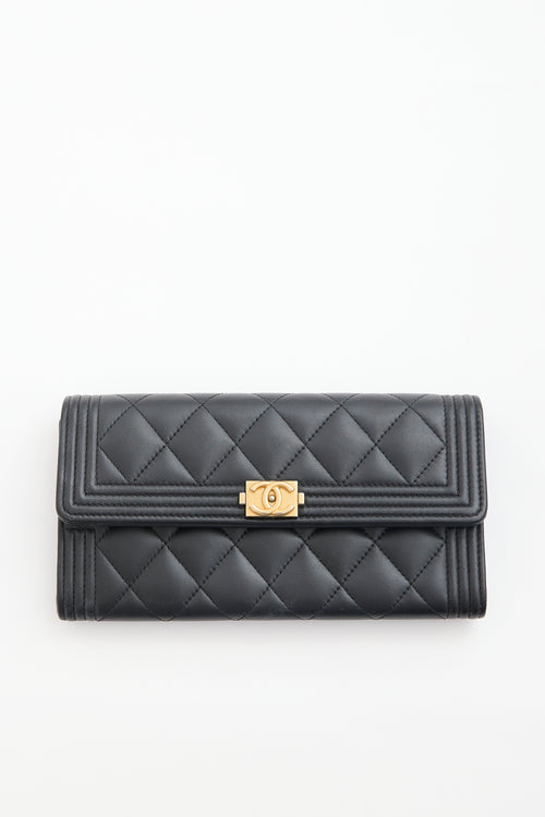 Chanel 2018 Quilted Leather Boy Continental Wallet