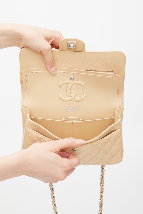 Chanel 2019 Beige Caviar Leather Small Double Flap Bag