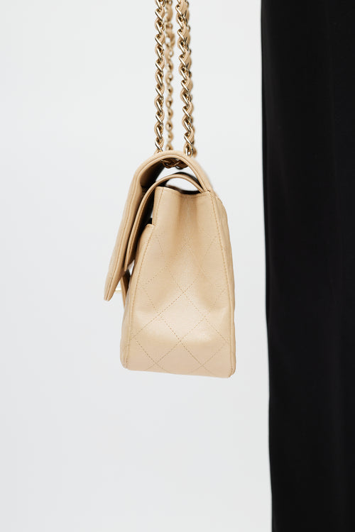 Chanel 2019 Beige Double Flap Caviar Jumbo Bag