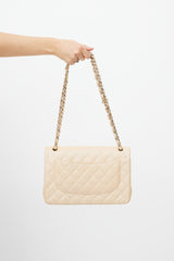 Chanel 2019 Beige Double Flap Caviar Jumbo Bag