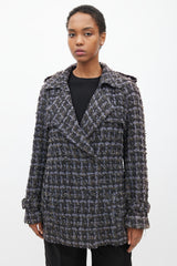 Chanel 2019 Purple & Multicolour Tweed Pea Coat