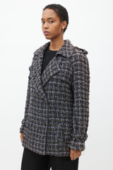 Chanel 2019 Purple & Multicolour Tweed Pea Coat
