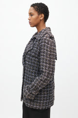 Chanel 2019 Purple & Multicolour Tweed Pea Coat