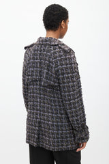 Chanel 2019 Purple & Multicolour Tweed Pea Coat