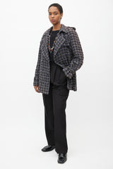 Chanel 2019 Purple & Multicolour Tweed Pea Coat