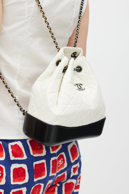 Chanel 2019 White & Black Aged Leather Gabrielle Backpack