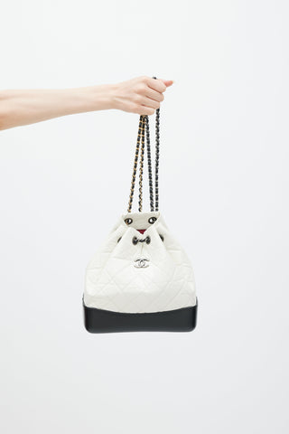 Chanel 2019 White & Black Aged Leather Gabrielle Backpack