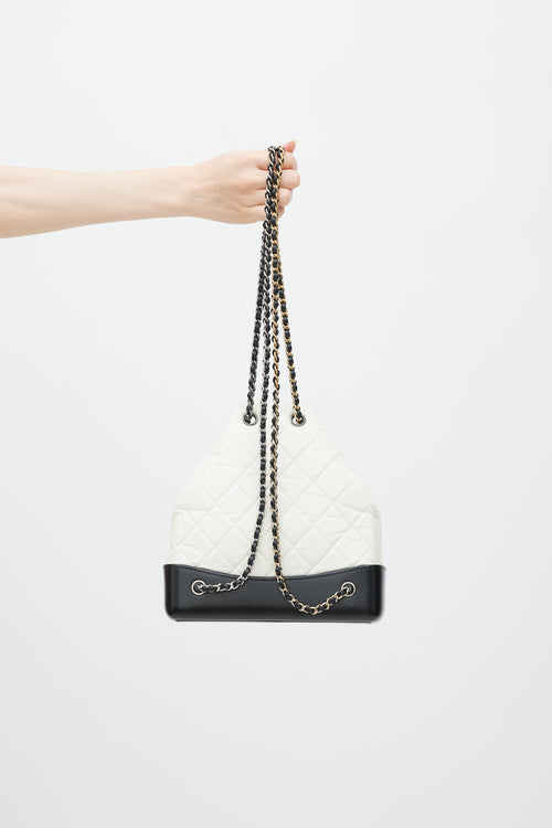 Chanel 2019 White & Black Aged Leather Gabrielle Backpack