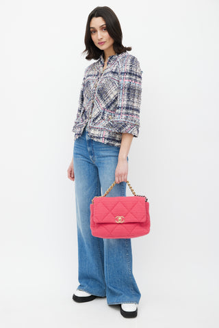 Chanel 2023 Pink Quilted Tweed 19 Shoulder Bag