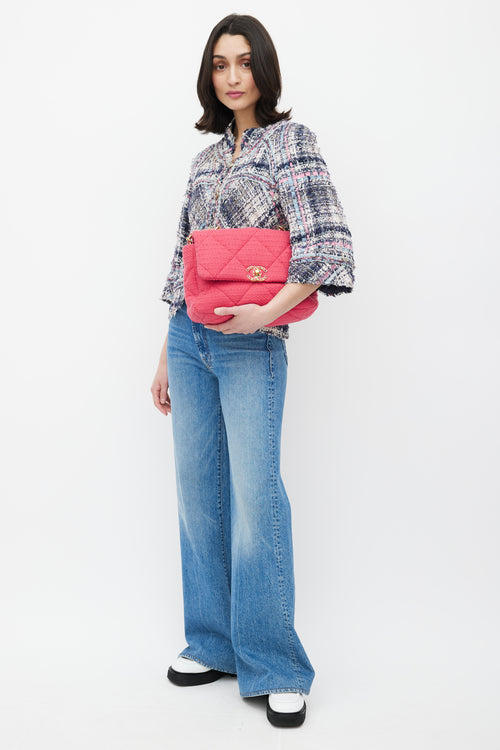 Chanel 2026 Pink Quilted Tweed 19 Shoulder Bag