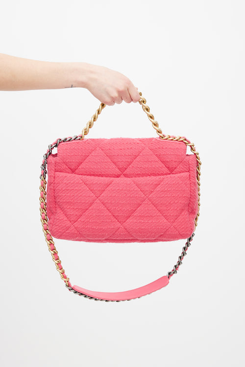 Chanel 2022 Pink Quilted Tweed 19 Shoulder Bag