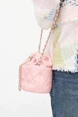 Chanel 2021 Pink Leather Bucket Crossbody Bag