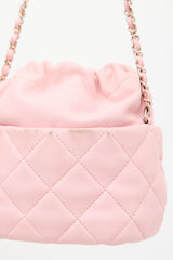 Chanel 2021 Pink Leather Bucket Crossbody Bag