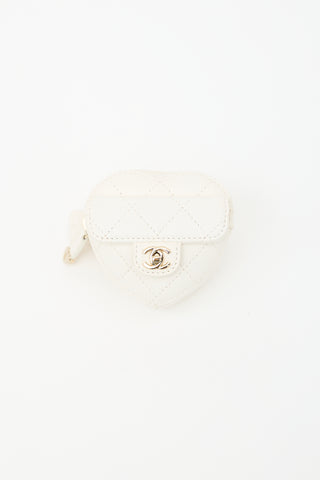 Chanel 2021 Quilted Leather Heart Pouch