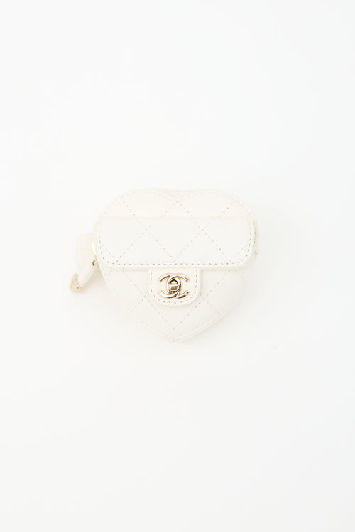 Chanel 2021 Quilted Leather Heart Pouch
