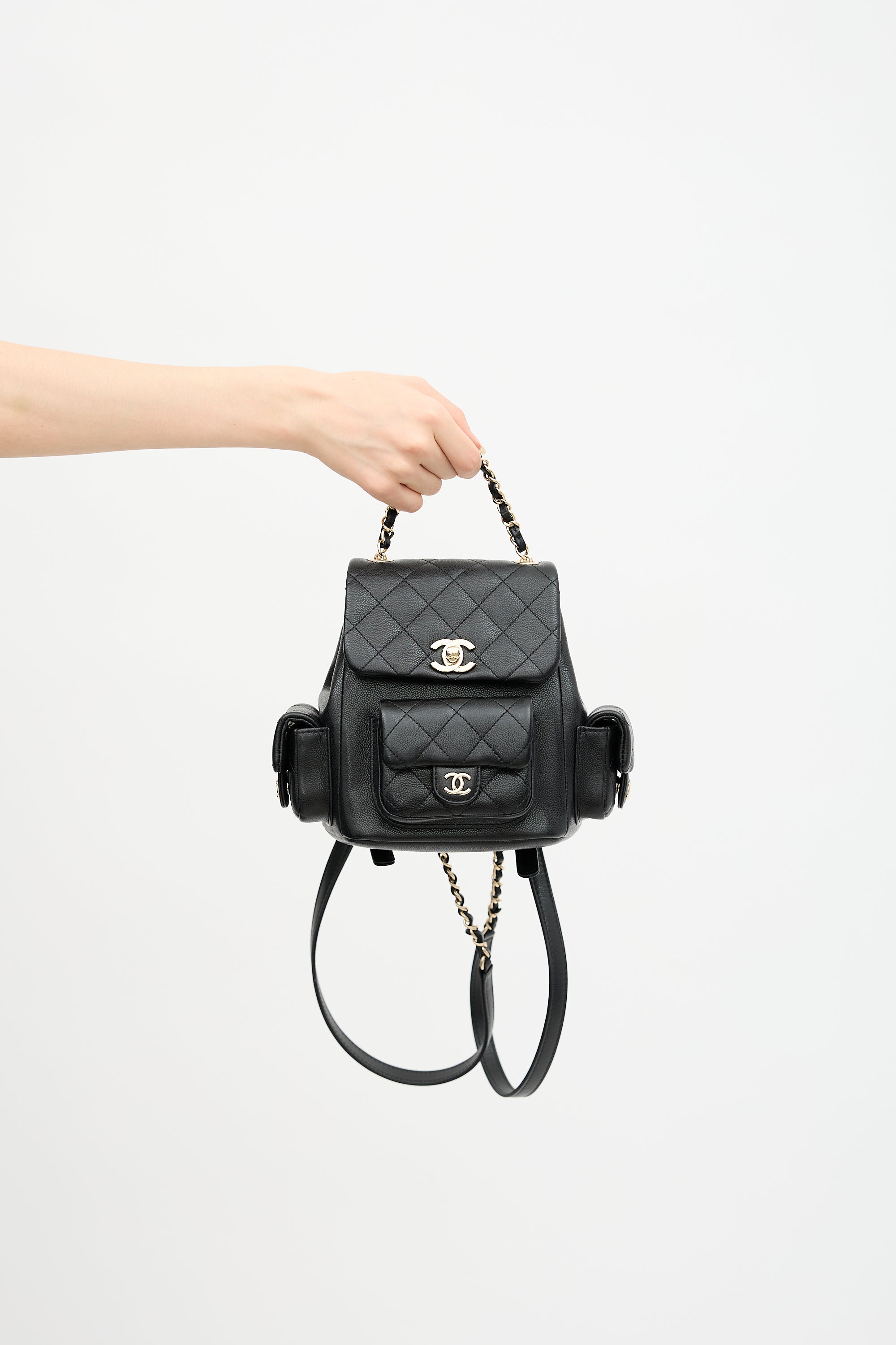 chanel mini backpack sbn Chanel // 2023 Quilted Leather Duma Mini Backpack – VSP Consignment