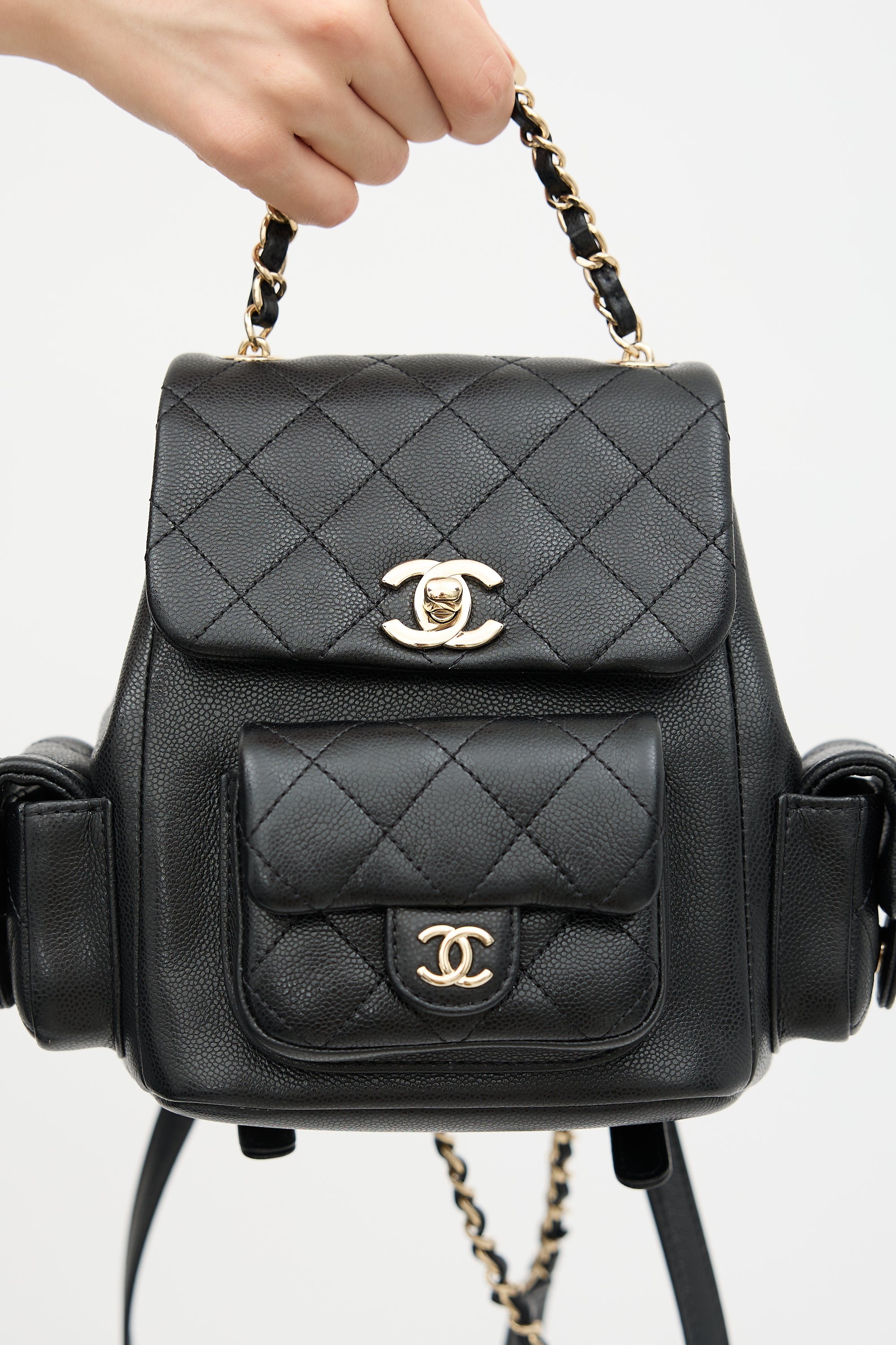 chanel mini backpack sbn Chanel // 2023 Quilted Leather Duma Mini Backpack – VSP Consignment