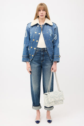 Chanel 2021 Wave Denim Jumbo Flap Bag
