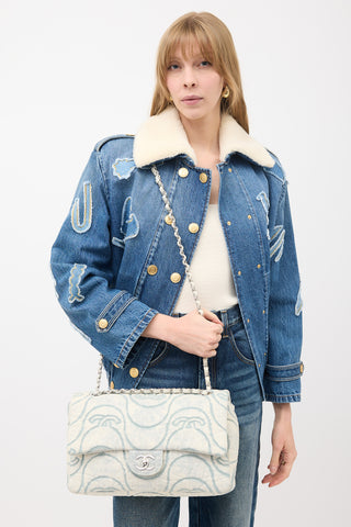 Chanel 2021 Wave Denim Jumbo Flap Bag