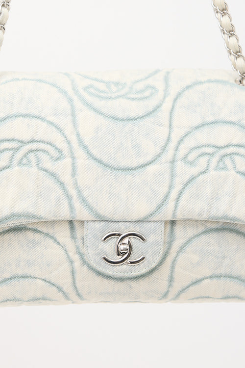 Chanel 2021 Wave Denim Jumbo Flap Bag