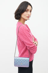 Chanel 2029 Blue & Purple Iridescent Wallet On Chain Bag