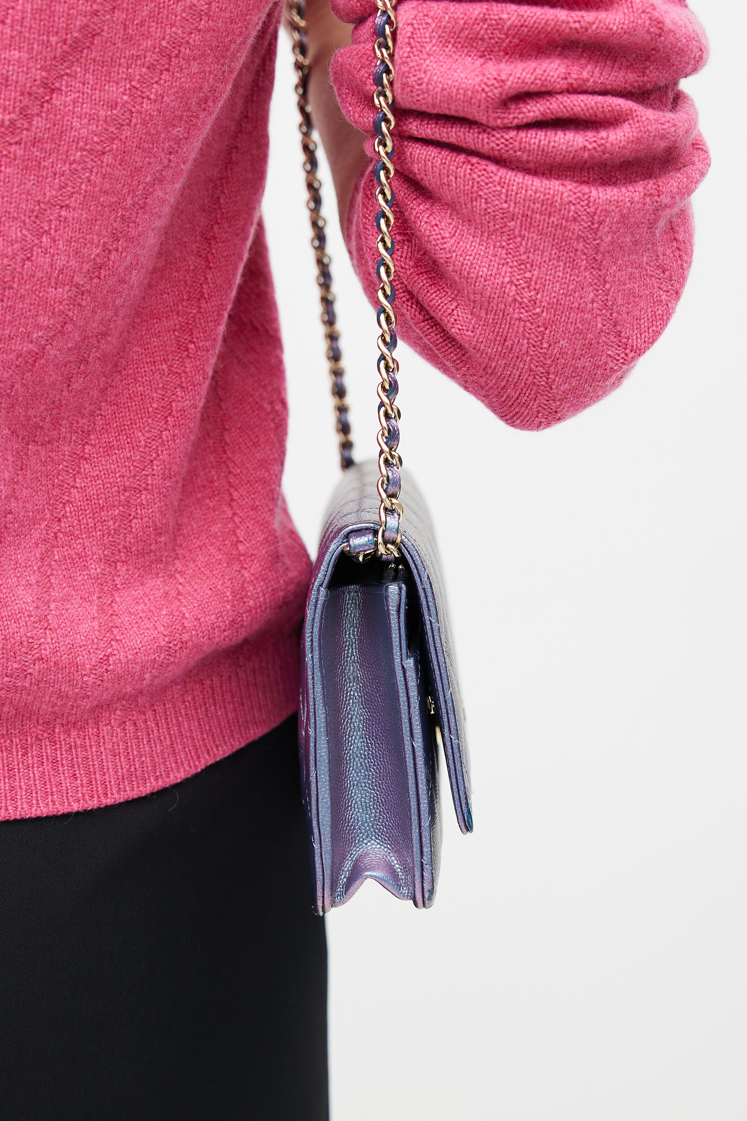 Chanel // 2022 Blue & Purple Iridescent Wallet On Chain Bag – VSP