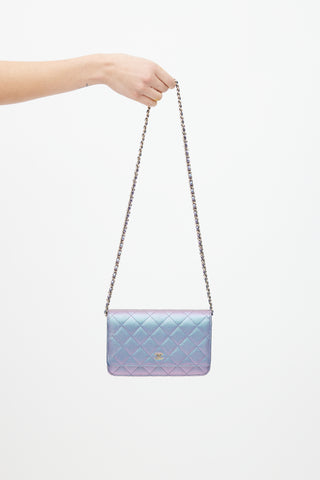 Chanel 2022 Blue & Purple Iridescent Wallet On Chain Bag