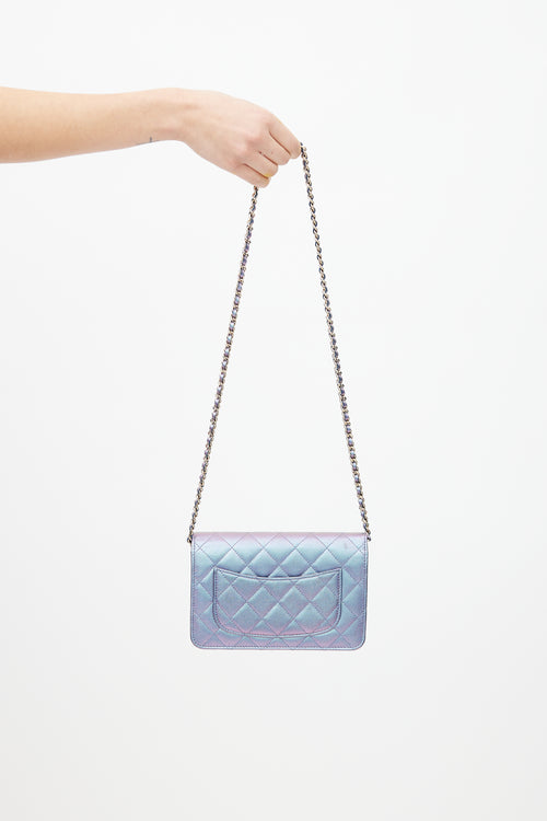 Chanel 2024 Blue & Purple Iridescent Wallet On Chain Bag