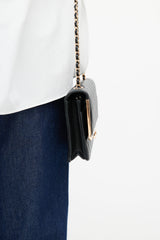 2023 Black & Rose Gold Quilted Wallet On Chain