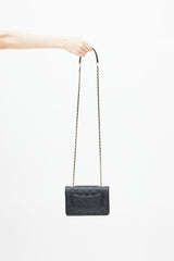 2023 Black & Rose Gold Quilted Wallet On Chain