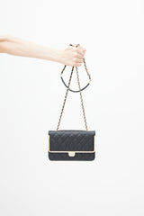 2023 Black & Rose Gold Quilted Wallet On Chain