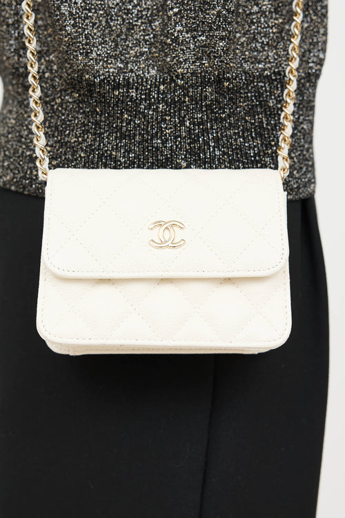 Chanel 2023 Caviar Bow Mini Wallet On Chain Bag