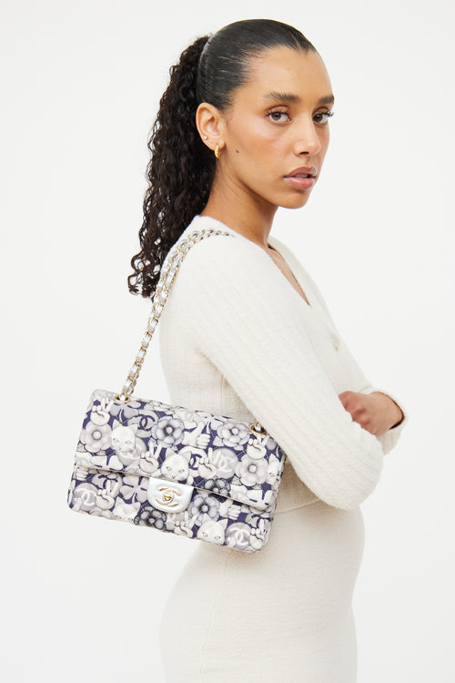 Chanel 2016/17 Grey Emoticon Nylon Double Flap Handbag