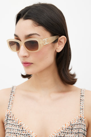 Chanel Beige 5493 Rectangular Sunglasses