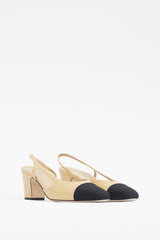Chanel Beige & Black Leather Slingback Pump