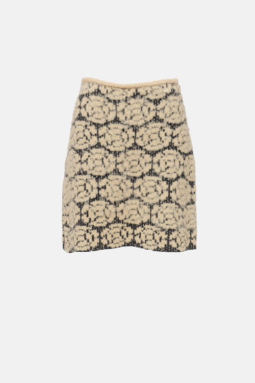 FW 2001 Camellia Knit Wool Skirt