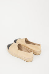 Chanel Beige & Black Leather CC Espadrille