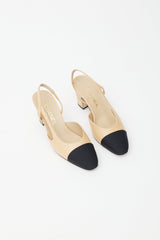 Chanel Beige & Black Leather Slingback Pump