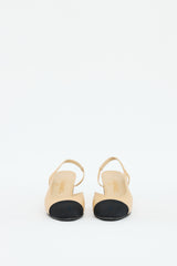 Chanel Beige & Black Leather Slingback Heel