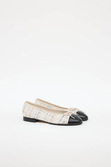 Chanel Tweed & Leather CC Logo Ballet Flat