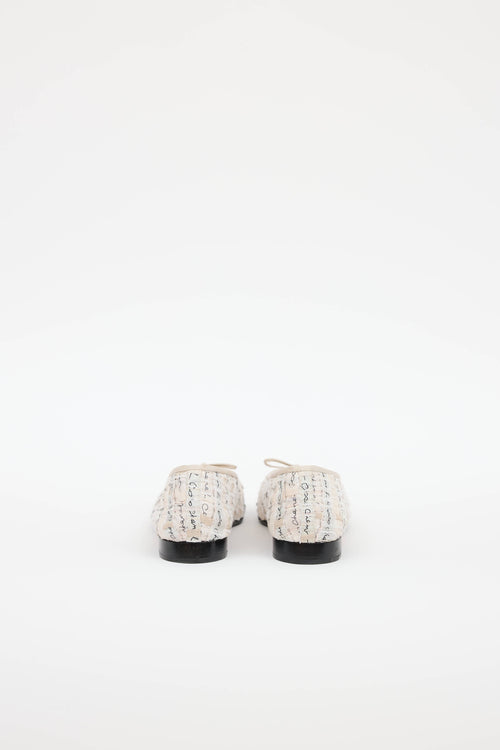 Chanel Tweed & Leather CC Logo Ballet Flat