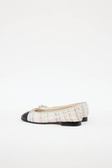 Chanel Tweed & Leather CC Logo Ballet Flat