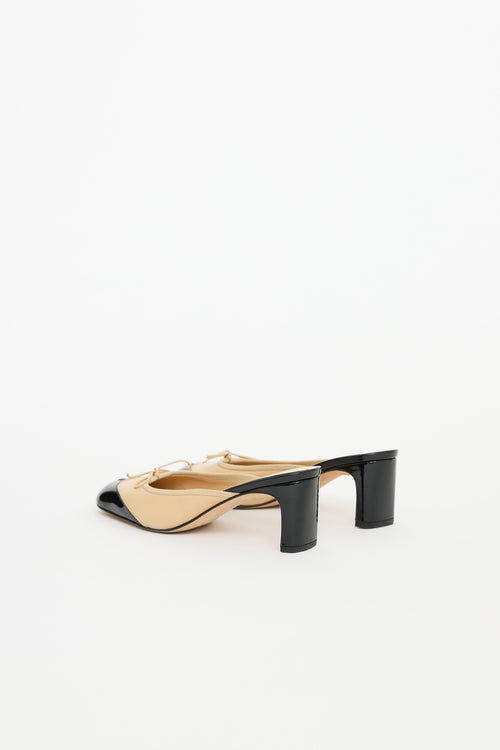 Leather Cap Toe Bow Mule