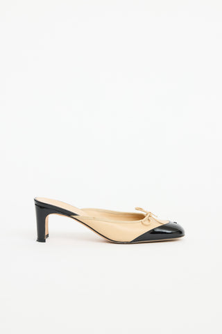 Leather Cap Toe Bow Mule