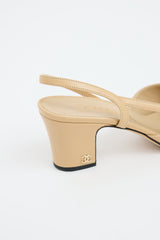 Chanel Beige & Black Leather Slingback Heel