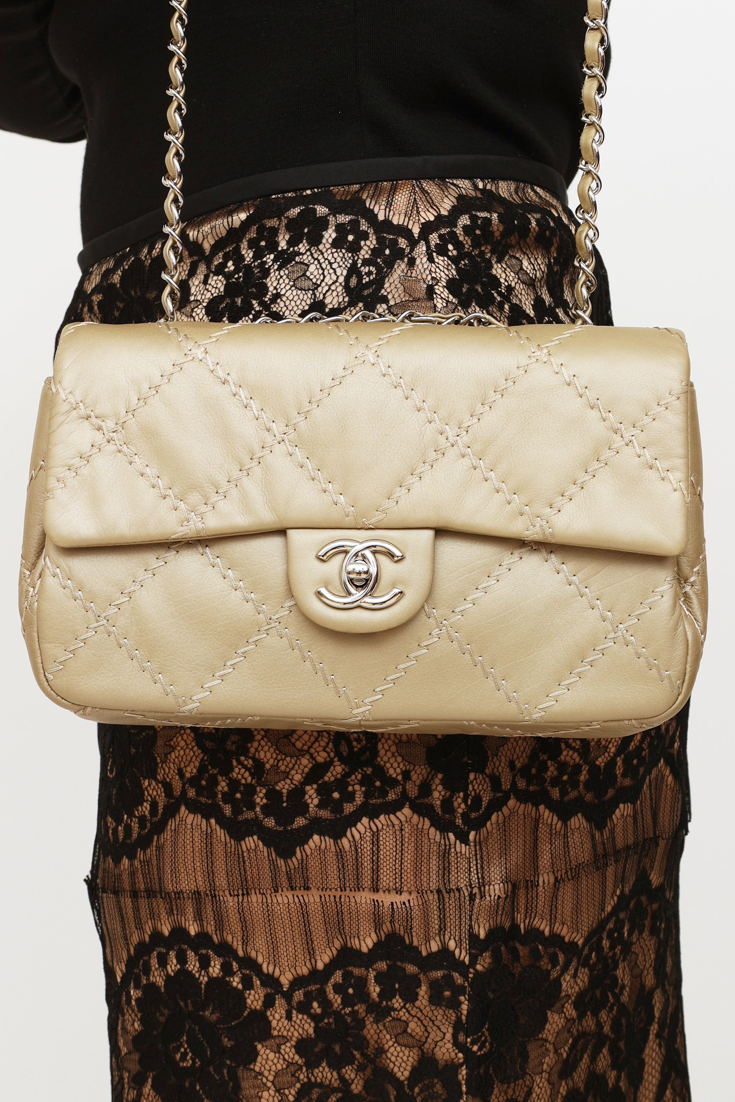 Chanel // 2011 Taupe Wild Stitch Single Flap Shoulder Bag – VSP Consignment