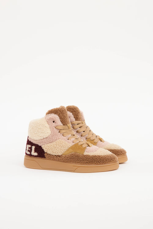 Chanel Shearling High Top Sneaker