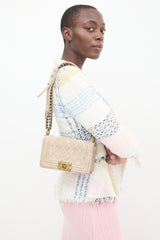 Chanel 2013 Beige Suede Metiers D’Art Distressed Boy Bag