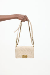 Chanel 2013 Beige Suede Metiers D’Art Distressed Boy Bag