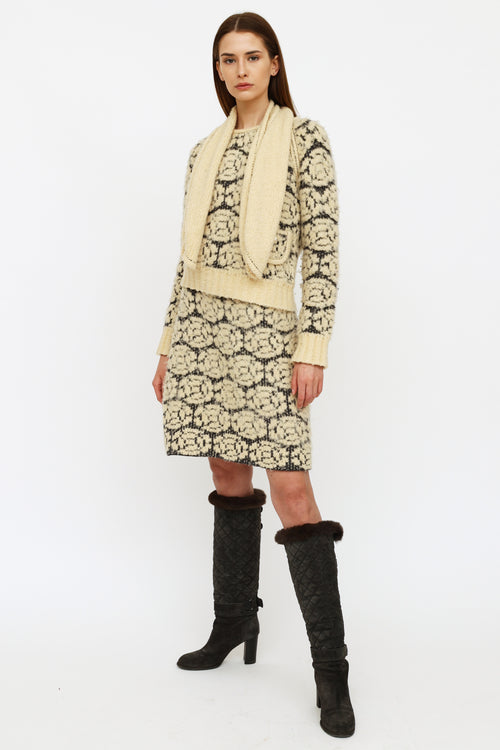 FW 2001 Camellia Knit Wool Skirt